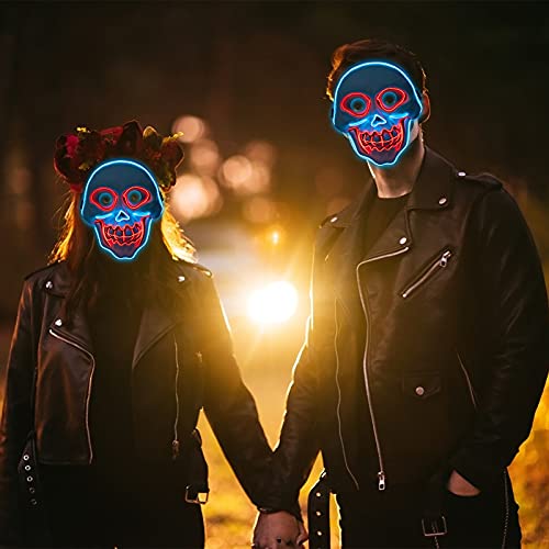 Halloween Mask Led Mask Scary Mask Light Up Mask Purge Mask Glowing Mask Costume Mask Cosplay Masks for Adults Festival Party Masquerade Carnival Gifts