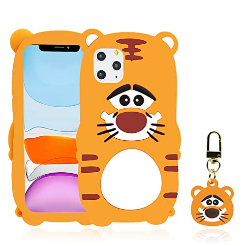 Cabottser Cute Tiger iPhone 11 Pro max Case, 3D Cartoon Adorable Yellow Funny Beautiful Animal Soft Silicone Shockproof Girls Boys Women Ladies Teens Tiger Phone Cover Case for iPhone 11 Pro Max 6.5"