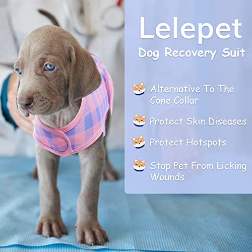 LeLePet Dog Recovery Suit for Dogs Cats After Surgery, Plaid Pet Recovery Shirt, Surgical Bodysuit for Male Female Dogs Skin Disease, Dog Abdominal Disease Bandages, Cone Alternative, Prevent Licking