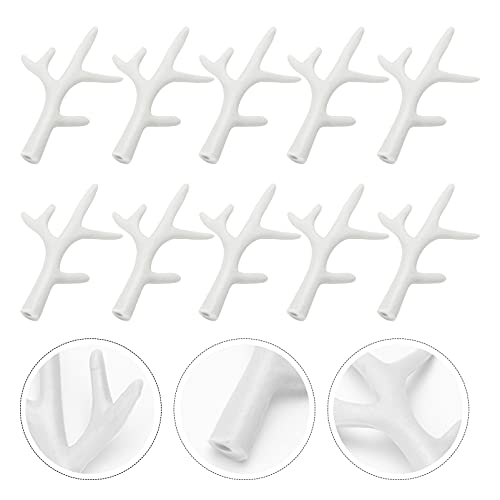 Garneck 5 Pairs of Simulated Deer Horn DIY Headdress Mini Plastic Deer Antlers DIY Cosplay Xmas Hair Decor Accessory Xmas DIY Prop Home Decor (White)