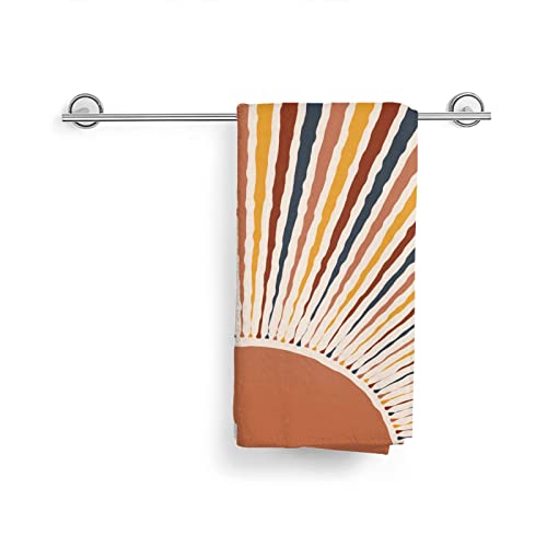 Perinsto Sun Art Print Boho Hand Towel Decorative Fingertip Towels Multipurpose for Bathroom Kitchen Gym and Spa, 27.5" X 15.7"