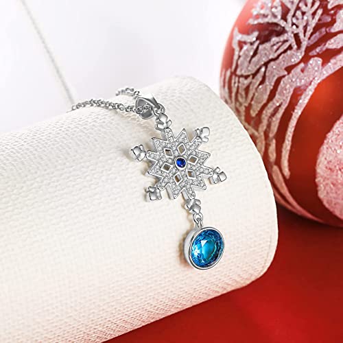 LAZLUVU Snowflake Necklace Christmas Necklace with Cubic Zirconia Snowflake Christmas Gifts for Women Girls Snow Lovers