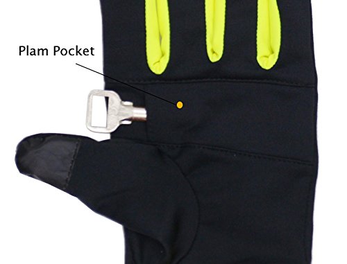 Running Gloves Men Touchscreen Winter Lightweight Liner Gloves with Palm Key Pocket for Outdoor Cycling Jogging Yellow (Large)