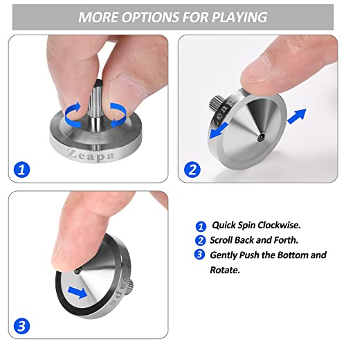 Fidget Spinners, Spinning Tops, Stress Relief Toys, Improve Concentration, Stainless Steel, Well Finished & Balanced, Mirror Surface, Grooved Handle, No Burs, Easy to Use, for Adults, Kids, Silver