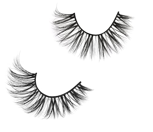 False Eyelashes 3D Natural Look Faux Mink Strip Self Adhesive Lashes 5 Pairs 1 Pack Black 17mm (3D-60)