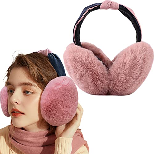 Eyegla Women Winter Ear Muffs Foldable Fleece Ear Warmers Fashion Faux Fur Warm Earmuffs Outdoor Winter Ear Cover for Girls