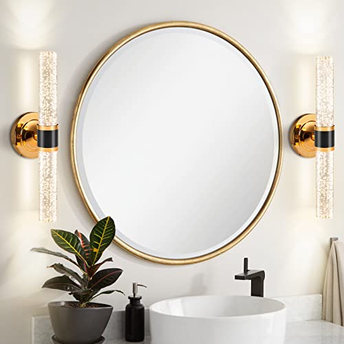 2pk 15.7" Gold Indoor LED Crystal Bubble Column Wall Sconces