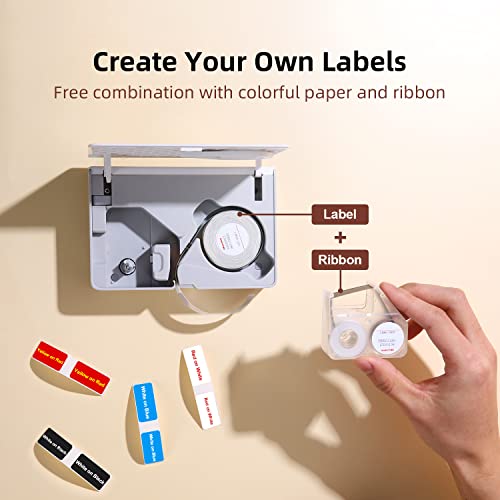 Professional Color Label Maker B18 with Tape, 0.6 Inch Portable Bluetooth Thermal Transfer Printer, for iOS/Andriod App, Fadeless Labels for Reliable Application