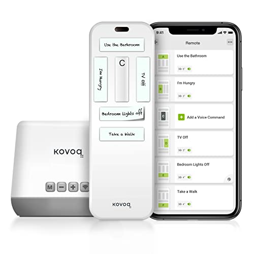 Kovoq Smart Home Remote Stater Kit for Bedroom/Nursery Room, Smart Caregiver Pager, Control Smart Thermostat, Routines, Works with Homepod, Nest Audio, up to 330ft Range, 6 Customizable Big Buttons