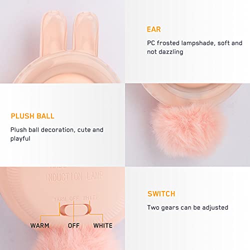 Brynnl Motion Sensor Light, Human Body Induction Lamp, Wireless Bedside Lamp, Rechargeable LED Night Light for Home, Kitchen, Hallway, Closet, Stairs, Bathroom (Pink)