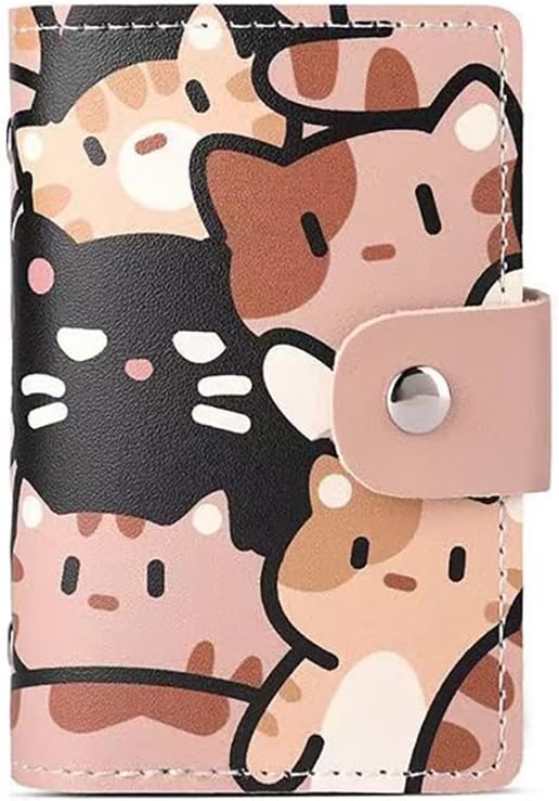 Kawaii Cat RFID Card Holder: 28 Slots, Compact & Cute Design for Women