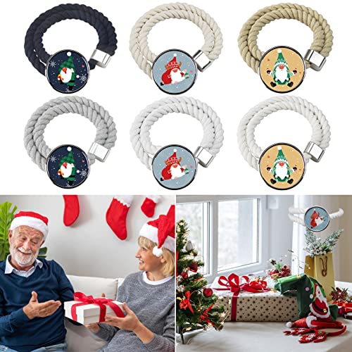 2 Pack Porlau Christmas Curtain Tieback Cotton Rope Curtain Tie Backs Santa Christmas Window Decorations Tieback holdbacks for Home Holiday Decor, Beige