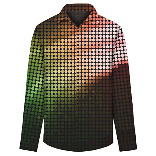 Size 3XL Novelty 3D Printed Button Closure Long Sleeve Turn Down Collar Shirt