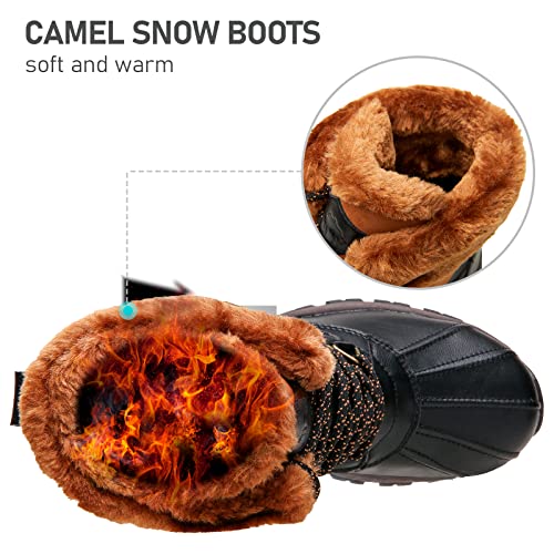 CAMEL CROWN Women Snow Boots Winter Waterproof - Mid-Calf Boots Insulated Lace Up Boots Duck Fur Lined Winter Shoes