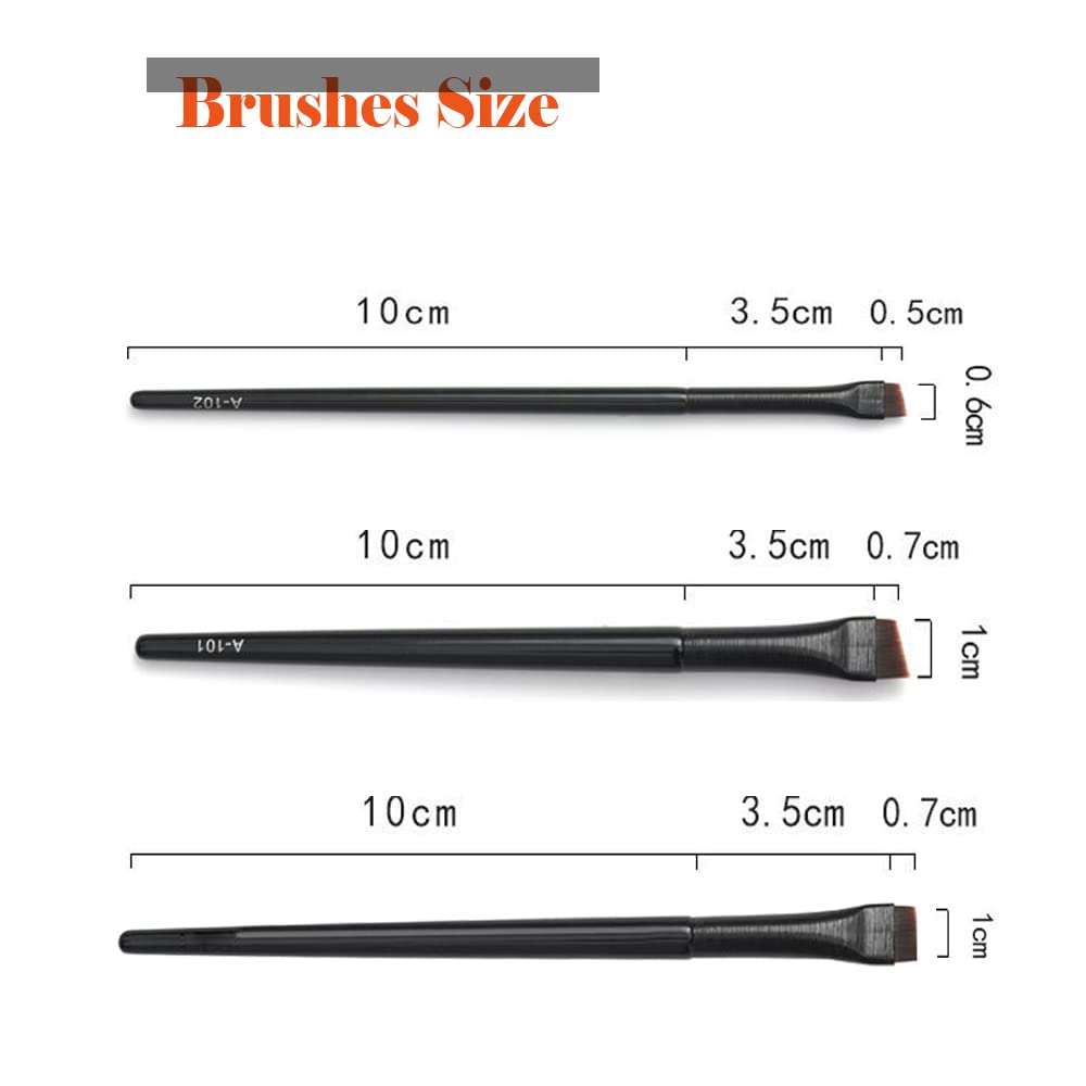 3pcs Ultra-Thin Angled Eyeliner/Eyebrow Makeup Brush Set