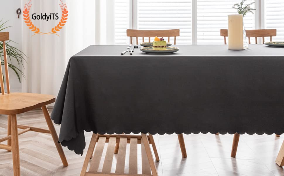 GoldyiTS Rectangle Tablecloth - 60 x 84 inches-Water and Spill Resistant Wrinkle Resistant Tablecloth,Washable Tablecloth, Buffet Table, PartyTablecloth ,Kitchen Dining Tabletop Decor, Grey