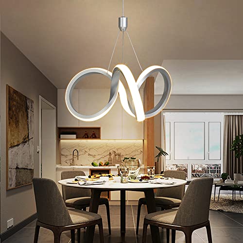 Modern Pendant Light led Chandelier Fixture Ring Lighting Dining Room fixtures Pendant Lighting Fixture for Kitchen Island Dining Room Bedroom 4000K, Chrome Finish