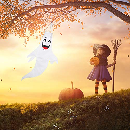 STOBOK 2 Pack Halloween Ghost Windsock Flag, 48.8 inch Halloween Outdoor Hanging Wind Socks Decoration for Front Yard Patio Lawn Garden,Halloween Party Decor