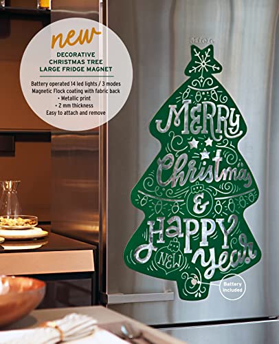 FRIDECO Christmas Design Magnets - Flock Fabric Magnet - Decorative Fridge Magnet for Kitchen - Also Use On Doors & Cars - Xmas Tree - Great Gift for Christmas