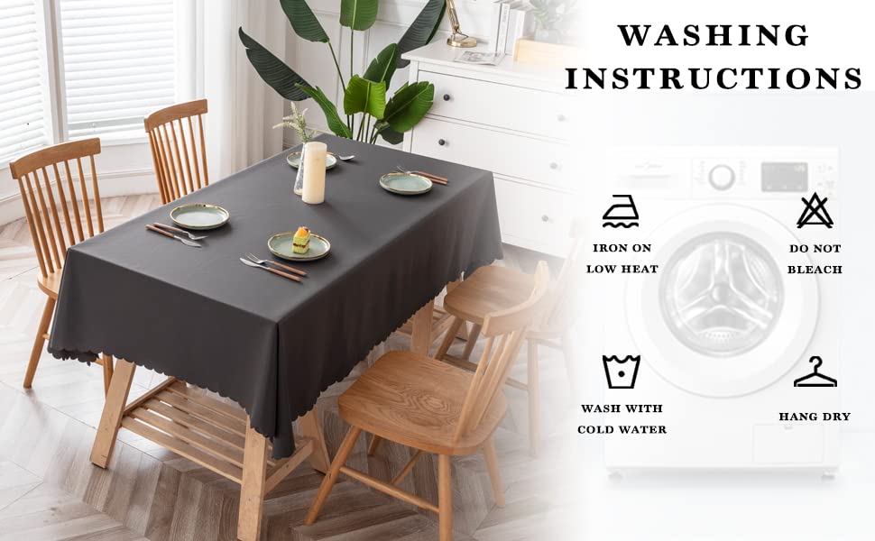 GoldyiTS Rectangle Tablecloth - 60 x 84 inches-Water and Spill Resistant Wrinkle Resistant Tablecloth,Washable Tablecloth, Buffet Table, PartyTablecloth ,Kitchen Dining Tabletop Decor, Grey