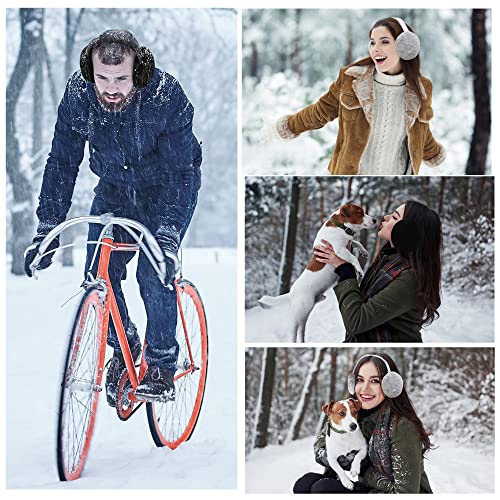 Eyegla Winter Ear Muffs for Women Men Faux Fur Warm Earmuffs Foldable Fleece Ear Warmers for Women Outdoor Winter Ear Cover for Girls,Grey