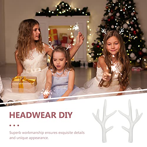 Garneck 5 Pairs of Simulated Deer Horn DIY Headdress Mini Plastic Deer Antlers DIY Cosplay Xmas Hair Decor Accessory Xmas DIY Prop Home Decor (White)