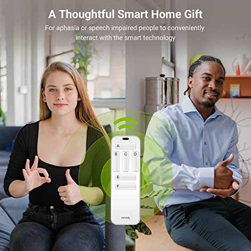 Kovoq Smart Home Remote Stater Kit for Bedroom/Nursery Room, Smart Caregiver Pager, Control Smart Thermostat, Routines, Works with Homepod, Nest Audio, up to 330ft Range, 6 Customizable Big Buttons