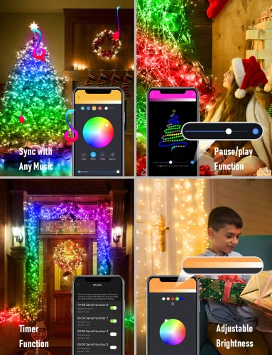 16ft RGB Color Changing Fairy Lights w/ Bluetooth App Control/20 Mode/Music Sync