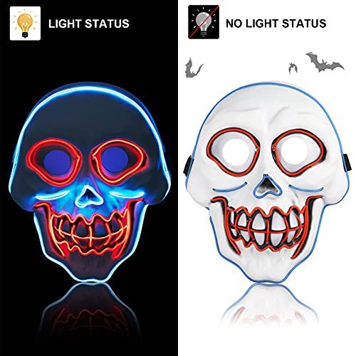 Halloween Mask Led Mask Scary Mask Light Up Mask Purge Mask Glowing Mask Costume Mask Cosplay Masks for Adults Festival Party Masquerade Carnival Gifts