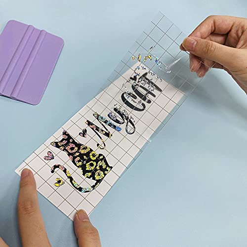 Holographic Adhesive Vinyl for Crafts Signs,Lettering,Clear Leopard Print 12"x6FT