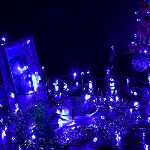 Christmas Decorations Twinkle Lights 39FT with 120LED, Fairy Lights for Bedroom with 8 Dynamic Modes, Waterproof String Lights for Outside,Patio, Garden, Party, Wedding, Christmas and More Blue