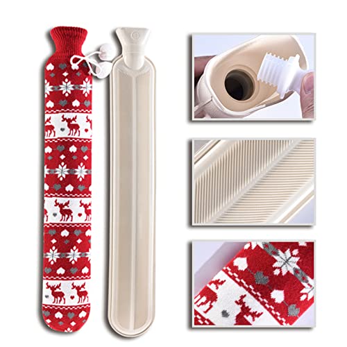 2L Large Natural Rubber Hot Water Bottle - Perfect for Pain Relief and Cozy Nights