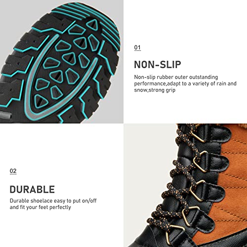 CAMEL CROWN Women Snow Boots Winter Waterproof - Mid-Calf Boots Insulated Lace Up Boots Duck Fur Lined Winter Shoes