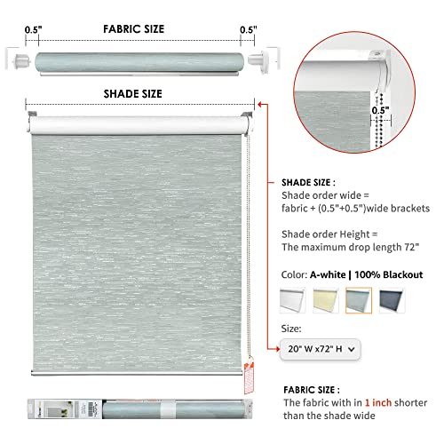 Homebox 100% Blackout Roller Window Shades, Striped Jacquard Window Blinds with Thermal Insulated, UV Protection Waterproof Fabric,Corded Roll up and Down Shades Home(LightGray - 40" W x 72" H)