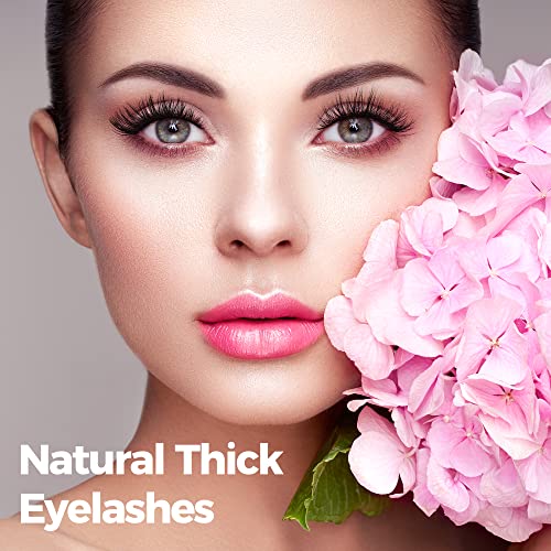 False Eyelashes 3D Natural Look Faux Mink Strip Self Adhesive Lashes 5 Pairs 1 Pack Black 17mm (3D-60)