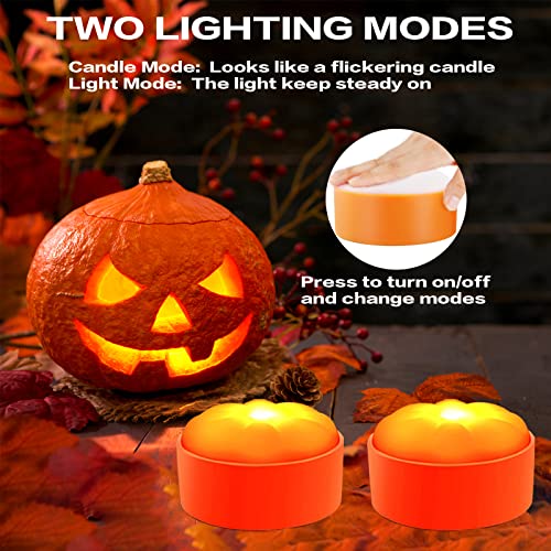 Halloween LED Pumpkin Lights with Remote Timer - Battery Operated Jack-O-Lantern Decor Electric Flameless Candle with Flickering Bright Light for Party Home Porch Fall Decorations - 4 Pack Set