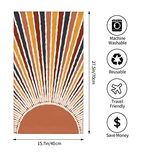 Perinsto Sun Art Print Boho Hand Towel Decorative Fingertip Towels Multipurpose for Bathroom Kitchen Gym and Spa, 27.5" X 15.7"