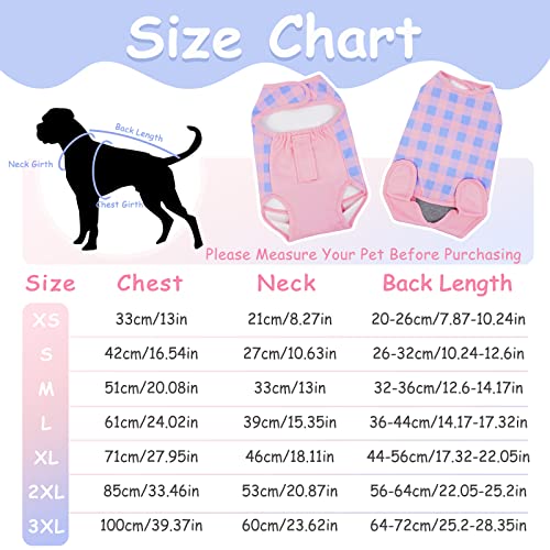 LeLePet Dog Recovery Suit for Dogs Cats After Surgery, Plaid Pet Recovery Shirt, Surgical Bodysuit for Male Female Dogs Skin Disease, Dog Abdominal Disease Bandages, Cone Alternative, Prevent Licking