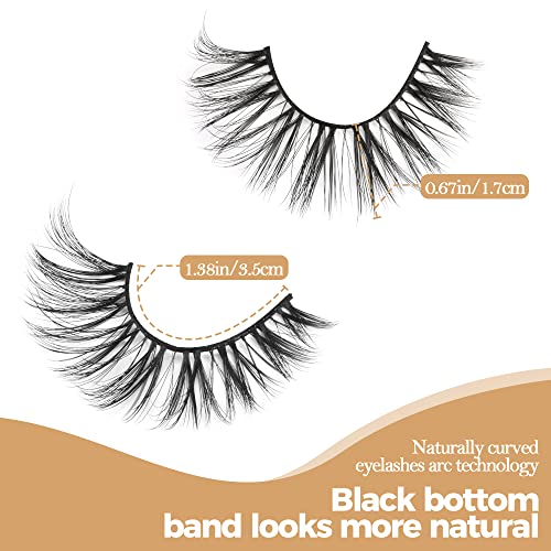 False Eyelashes 3D Natural Look Faux Mink Strip Self Adhesive Lashes 5 Pairs 1 Pack Black 17mm (3D-60)