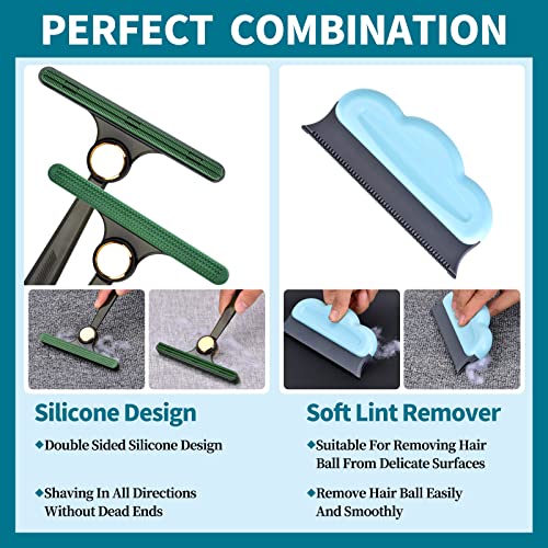 Pet Lint Remover, 4 Piece Set Best Pet Lint Remover, Dog Hair Remover Multi Fabric Edge and Carpet Scraper - Lint Cleaner for Furniture, Sofa, Carpet, Car, Clothes and Bedding