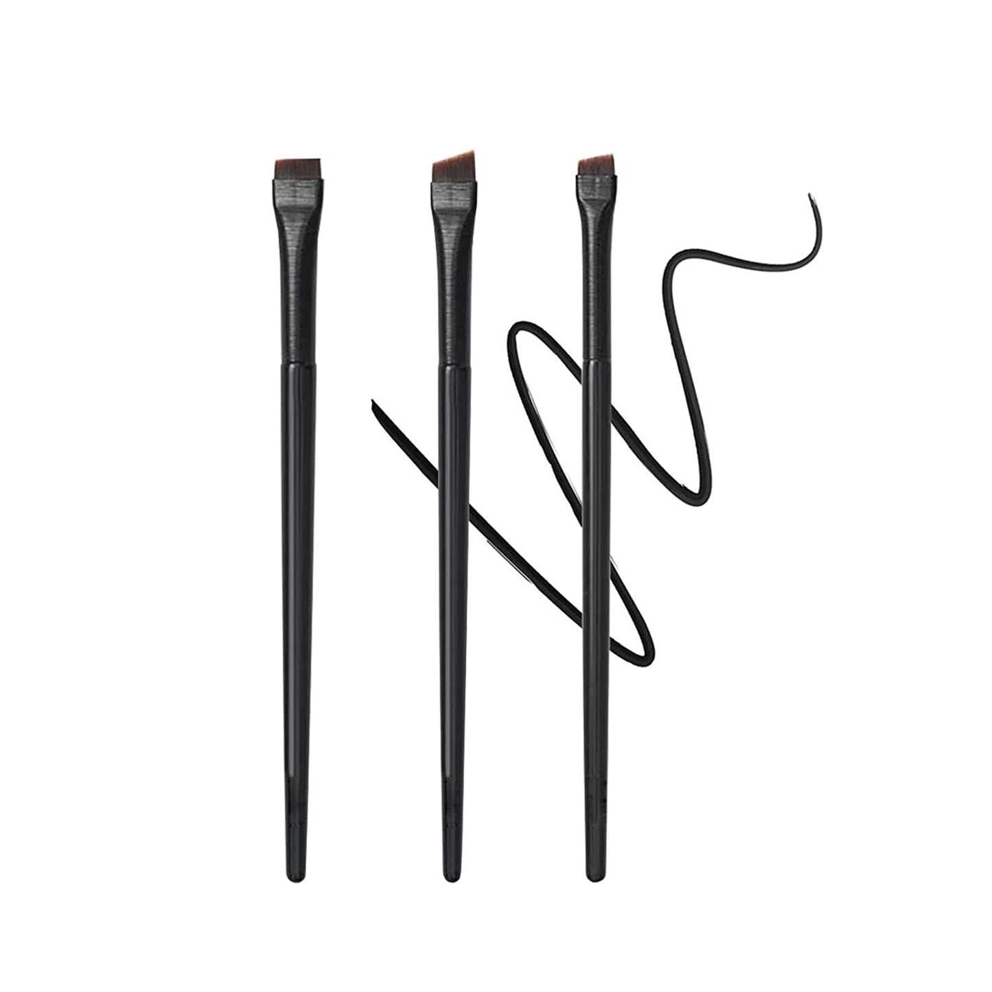 3pcs Ultra-Thin Angled Eyeliner/Eyebrow Makeup Brush Set