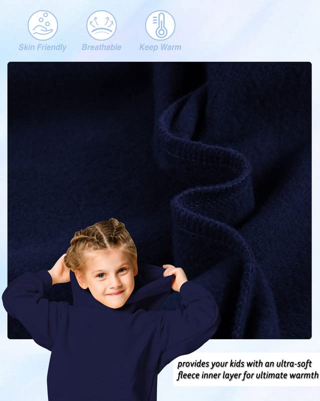 JIAHONG Kids Fashion Sweatshirts Soft Brushed Fleece Pullover Hoodie Casual Hooded Sweatshirts for Boys and Girls(Navy, l)