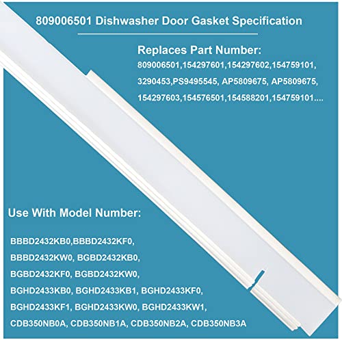154576501 809006501 Dishwasher Bottom Door Gasket Replacement for Frigidaire 154576501 with Cut Out on Bottom Replaces 154297601 154297602 154576501 154759101 BBBD2432KF0 CDB350NB3A BGHD2433KB0