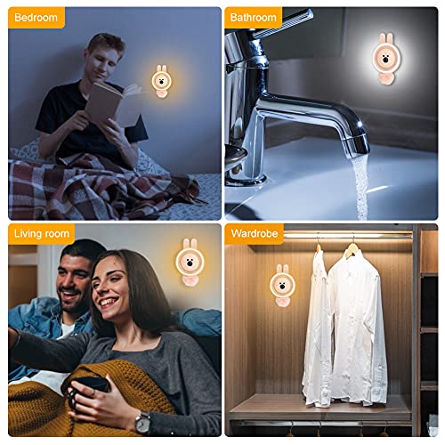 Brynnl Motion Sensor Light, Human Body Induction Lamp, Wireless Bedside Lamp, Rechargeable LED Night Light for Home, Kitchen, Hallway, Closet, Stairs, Bathroom (Pink)