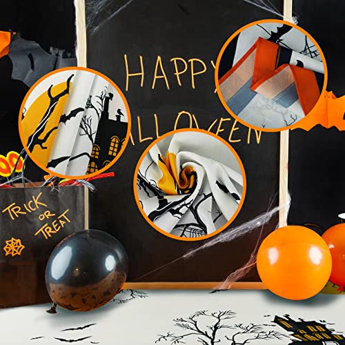 Waterproof 60 x 102 Inch Halloween Tablecloth - Pumpkin and Spider Web Design, Wrinkle Resistant, Washable Table Cover for Indoor & Outdoor Parties