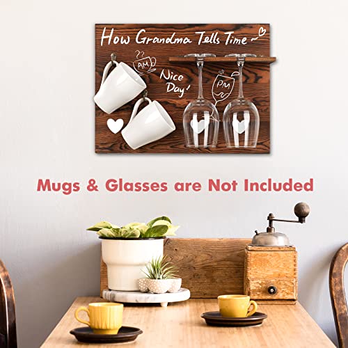 Funistree Gifts for Grandma Christmas Xmas Birthday from Grandkids, Funny Gag Stocking Stuffers Ideas for Nana Granny from Granddaughter Grandson, Mug Rack Wine Glass Holder, How Grandma Tells Time