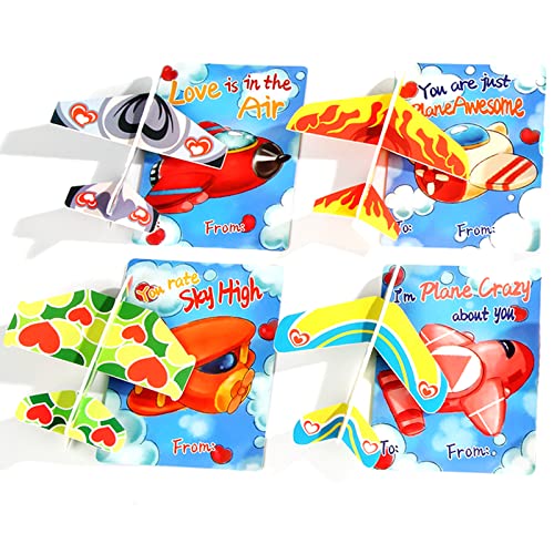 Nasidear 35 Pack Valentines Day Gifts Cards with Foam Airplanes,Valentine's Greeting Cards for Kids School Exchange,Classroom Prizes,Valentine’s Gift