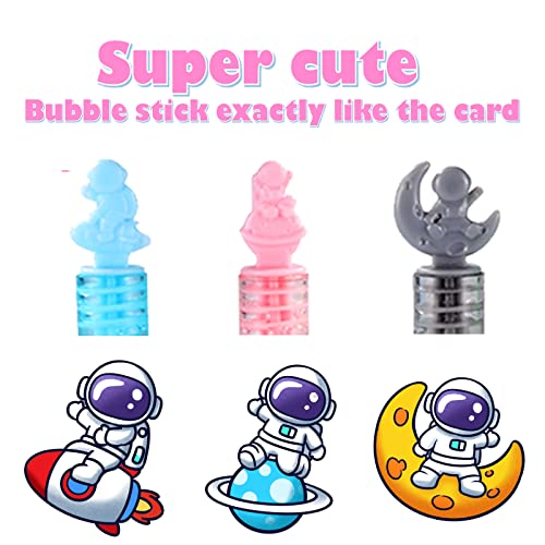 Nasidear 42 Pack Valentines Day Cards Gifts Cards for Kids with Mini Bubble Wands,Space themed Valentine Classroom Exchange Cards,Valentine's Greeting Cards for Valentines Party Favors