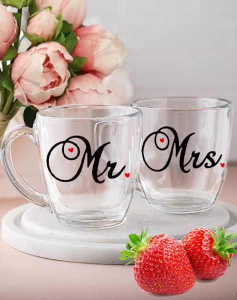 5.4oz Set of 2 Mr & Mrs Espresso Cups/Coffee Mugs