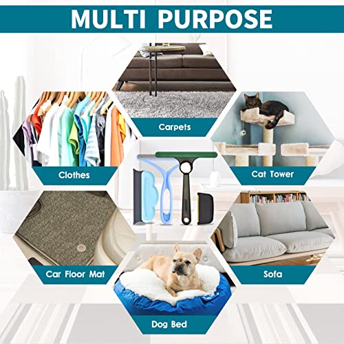 Pet Lint Remover, 4 Piece Set Best Pet Lint Remover, Dog Hair Remover Multi Fabric Edge and Carpet Scraper - Lint Cleaner for Furniture, Sofa, Carpet, Car, Clothes and Bedding